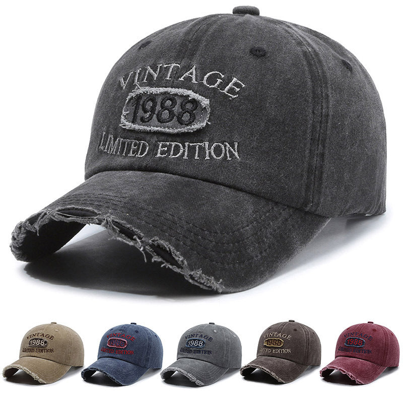Vintage Embroidered Baseball Cap – Distressed Cotton Adjustable Hat